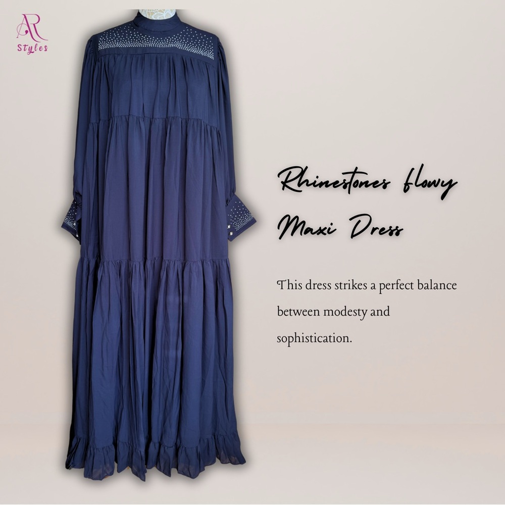 NWT Rhinestones Flowy Maxi Dress with hijab